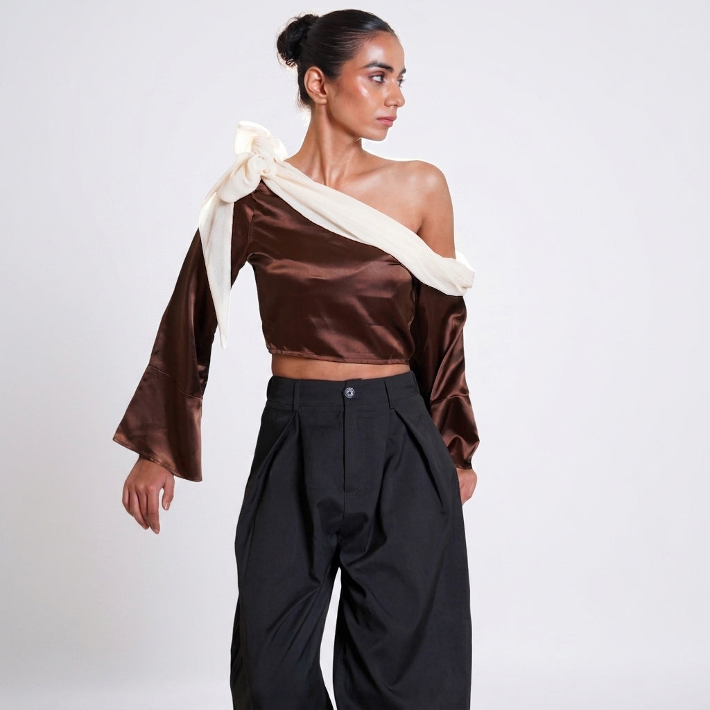 Brown Off Shoulder Top