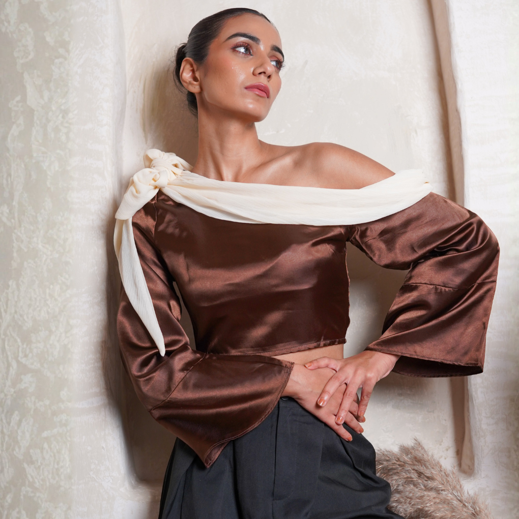 Brown Off Shoulder Top