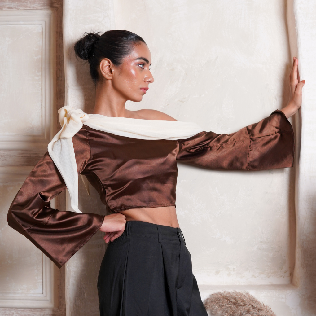 Brown Off Shoulder Top