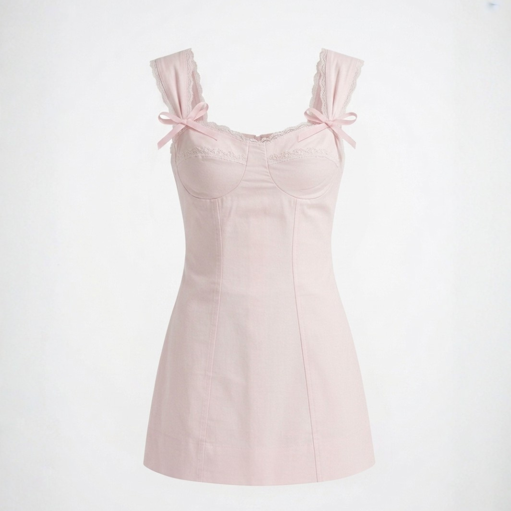Baby Pink Lace Trim Dress